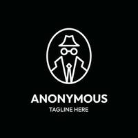 Anonymous hacker line art outline logo vector