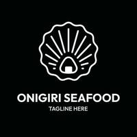 onigiri seafood line art outline logo vector