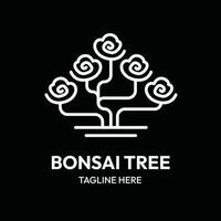 bonsai tree line art outline logo vector