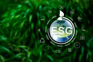 Natural environment and carbon neutral concepts in hand for net zero emissions targets. Weather-neutral long-term strategy Target Cloud in Green Net Zero photo