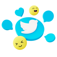 3d illustration icon of twitter like and comment for UI UX web mobile app social media ads png