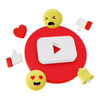 3d illustration icon of youtube like for UI UX web mobile app social media ads png