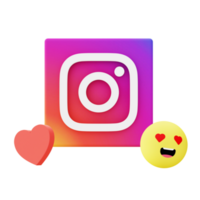 3d ilustración icono de instagram amor con emoji para ui ux web móvil aplicación social medios de comunicación anuncios png