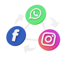 3d Illustration Symbol von Metaverse Facebook instagram WhatsApp zum ui ux Netz Handy, Mobiltelefon App Sozial Medien Anzeigen png