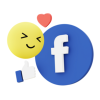 3d ilustración icono de Facebook me gusta con emoji para ui ux web móvil aplicación social medios de comunicación anuncios png