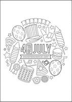 4th of July Independence Day Coloring Book Coloring Page for Kids Activity vector