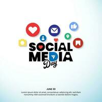 Square social media day background with text and notifications vector