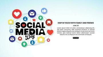 Social media day background with notifications vector