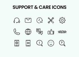 Customer Service and Support and Technical support line icons - Outline Icon Collection. Simple Vector Illustration.