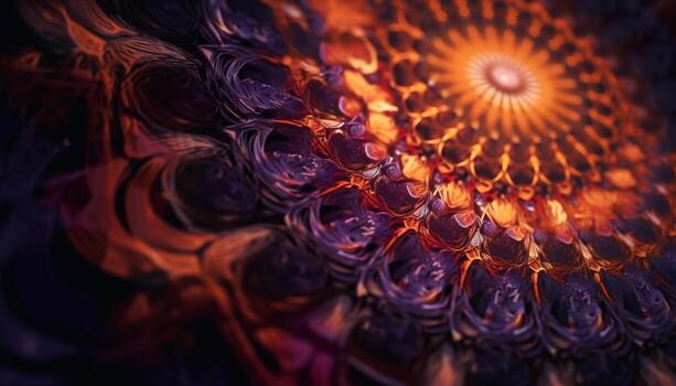 Multi colored abstract pattern shining circle of creativity generated by AI photo