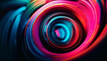 Spiraling circle backdrop of vibrant abstract design generated by AI photo