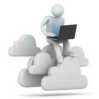 Man Sitting on Cloud Computing Symbol photo