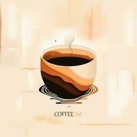 Cup of fresh coffee. Artistic vector illustration. Decorative Design for Cafeteria, Posters, Banners, Cards
