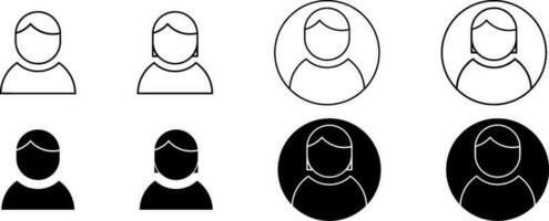 man woman user icon set isolated on white background vector