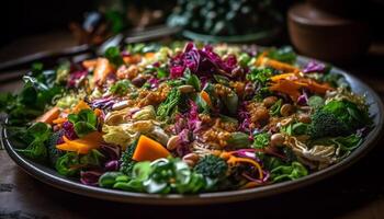 Fresh gourmet salad bowl, packed with vegetables generated by AI photo