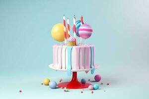 Birthday Cake. Illustration AI Generative photo
