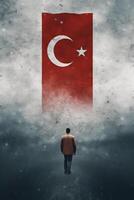 A Poster with Turkish Flag. Illustration AI Generative photo