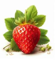 Strawberry berry isolated on white. Illustration AI Generative photo