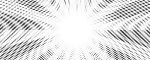 Sun rays halftone background. White and grey radial abstract comic pattern. Vector explosion abstract lines backdrop