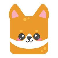 Cute square fox face. Cartoom head of animal character. Minimal simple design. Vector illustration