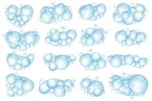 Soap foam bubbles. Cartoon bath suds of shampoo. Vector illustration isolated on white background