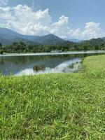 taman tasik millenium Malaysia . natural hills garden lake together photo