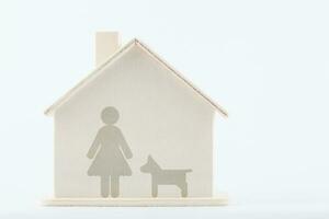 Woman with dog at home. Family concept. photo