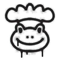 Frog chef graffiti with black spray paint vector