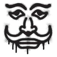 Mustache face graffiti with black spray paint vector