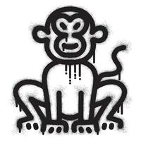 Monkey graffiti with black spray paint vector