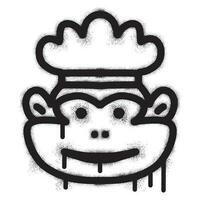 Monkey chef graffiti with black spray paint vector