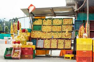 Traditional sale of fruits on the roads of the department of Boyaca in Colombia photo