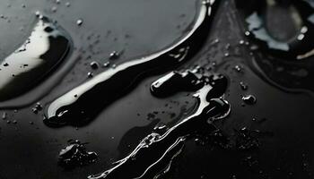 Abstract black fluid, black ink background photo