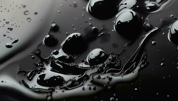 Abstract black fluid, black ink background photo