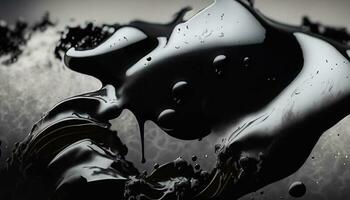 Abstract black fluid, black ink background photo