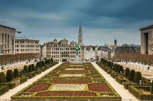 Mount of the arts garden on a freezing winter day just before spring in Brussels photo