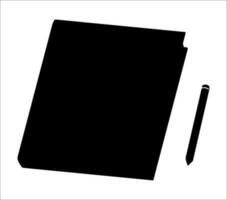 Vector of book and pencil icon with black color, illustration vector, white background.