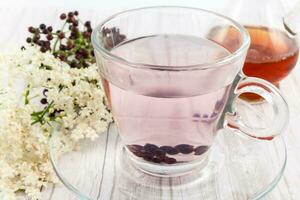 Elderberry infusion in water. Sambucus nigra photo