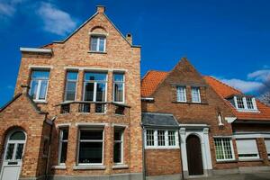 Traditional architecture of the historical Bruges town center photo