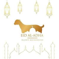 saludos de eid al-adha con un fondo de mezquita. vector