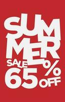65 percent off summer sale promotional typography vector design element
