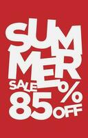 85 percent off summer sale promotional typography vector design element