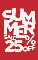 25 percent off summer sale promotional typography vector design element
