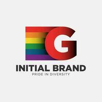 letra sol arco iris color orgullo comunidad y empresa inicial vector logo diseño