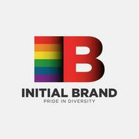 letter B rainbow color pride community and company initial vector logo design