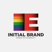 letter E rainbow color pride community and company initial vector logo design