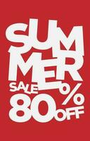 80 percent off summer sale promotional typography vector design element