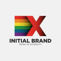 letter X rainbow color pride community and company initial vector logo design