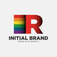 letter R rainbow color pride community and company initial vector logo design