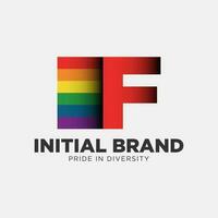 letra F arco iris color orgullo comunidad y empresa inicial vector logo diseño